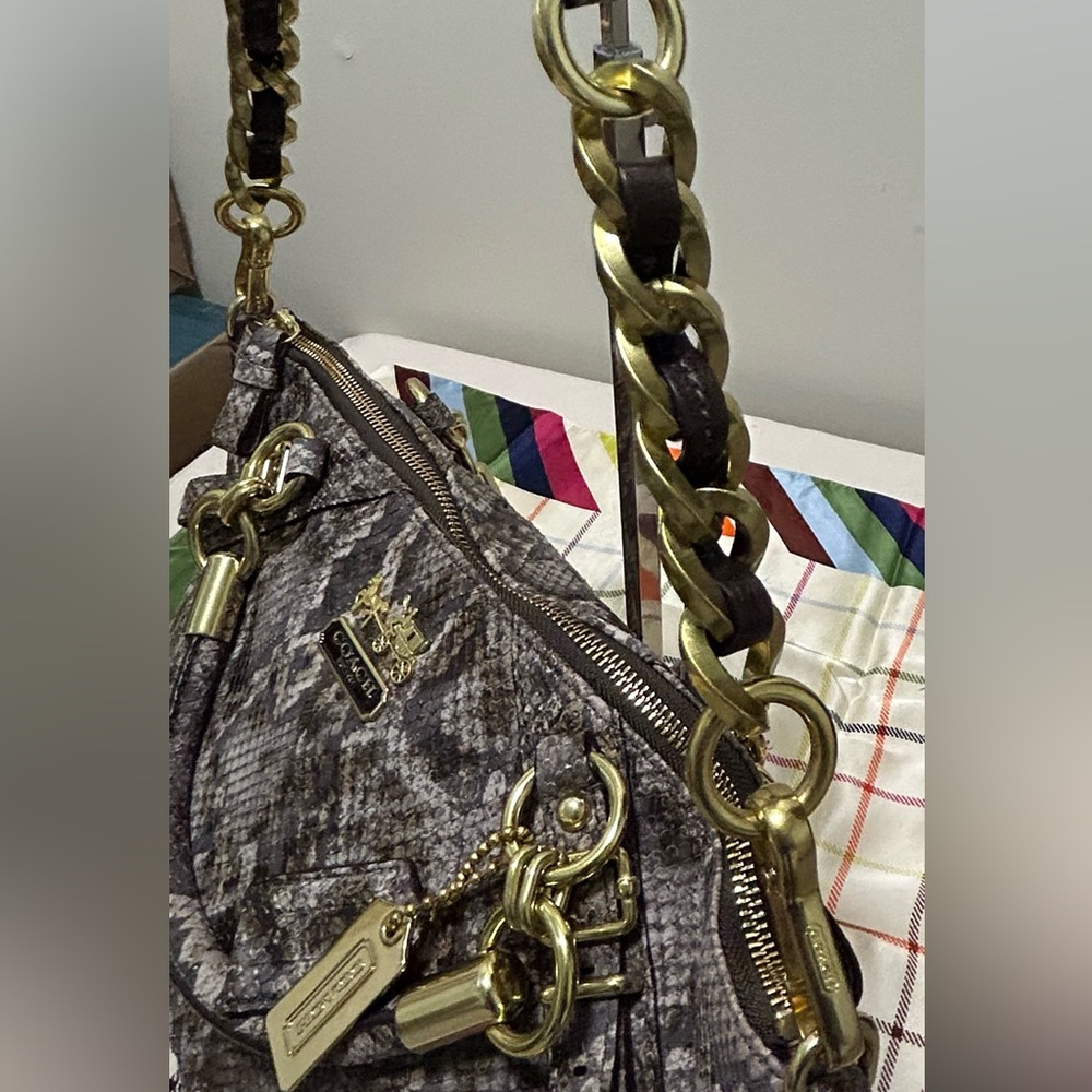 COACH Madison Sophia Python Embossed Leather Satchel/Shoulder Bag - Picture 8 of 17